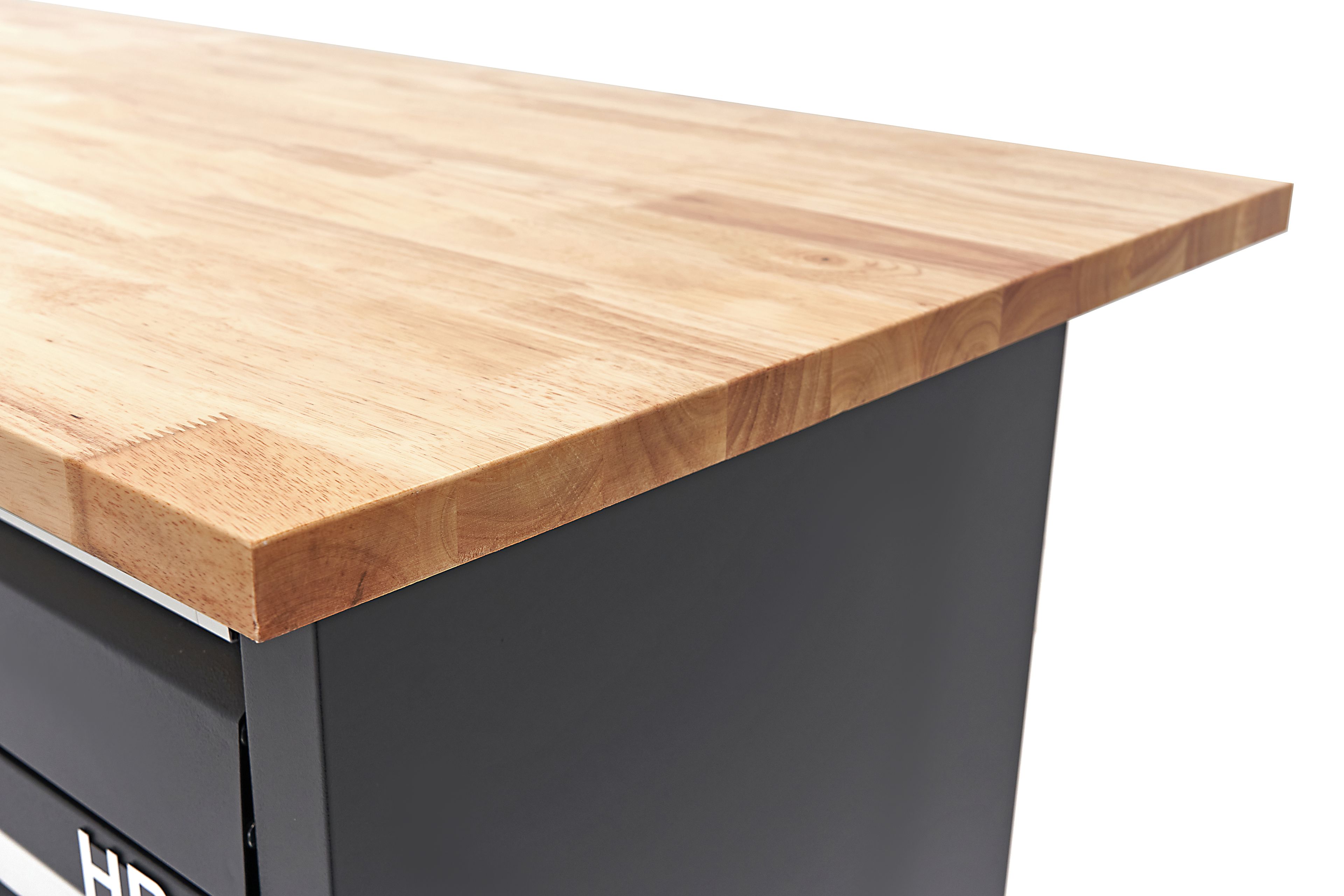 HBM Werkbank 171 cm mit 6 Schubladen und 2 Türen, massive Holzarbeitsplatte, schwarz Image 10