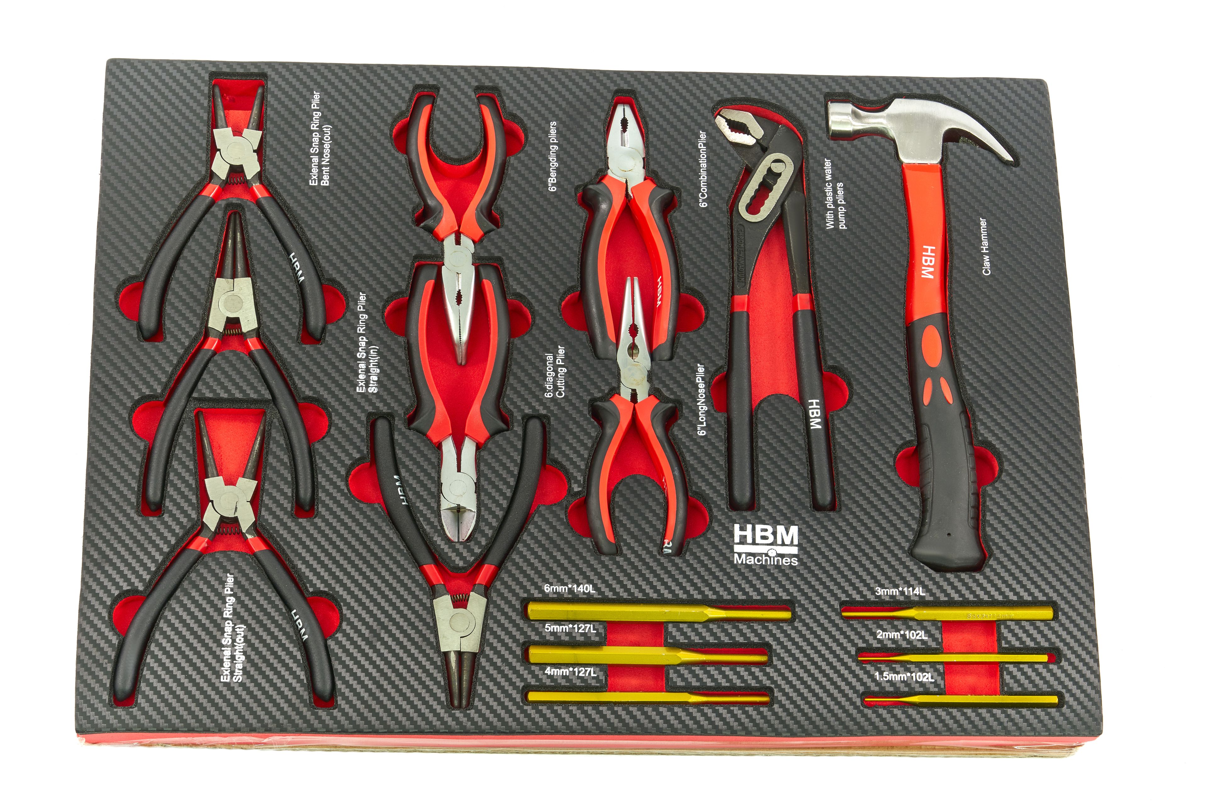 Recharge d'outils haut de gamme de 245 pièces pour chariot à outils HBM (rouge) Image 9