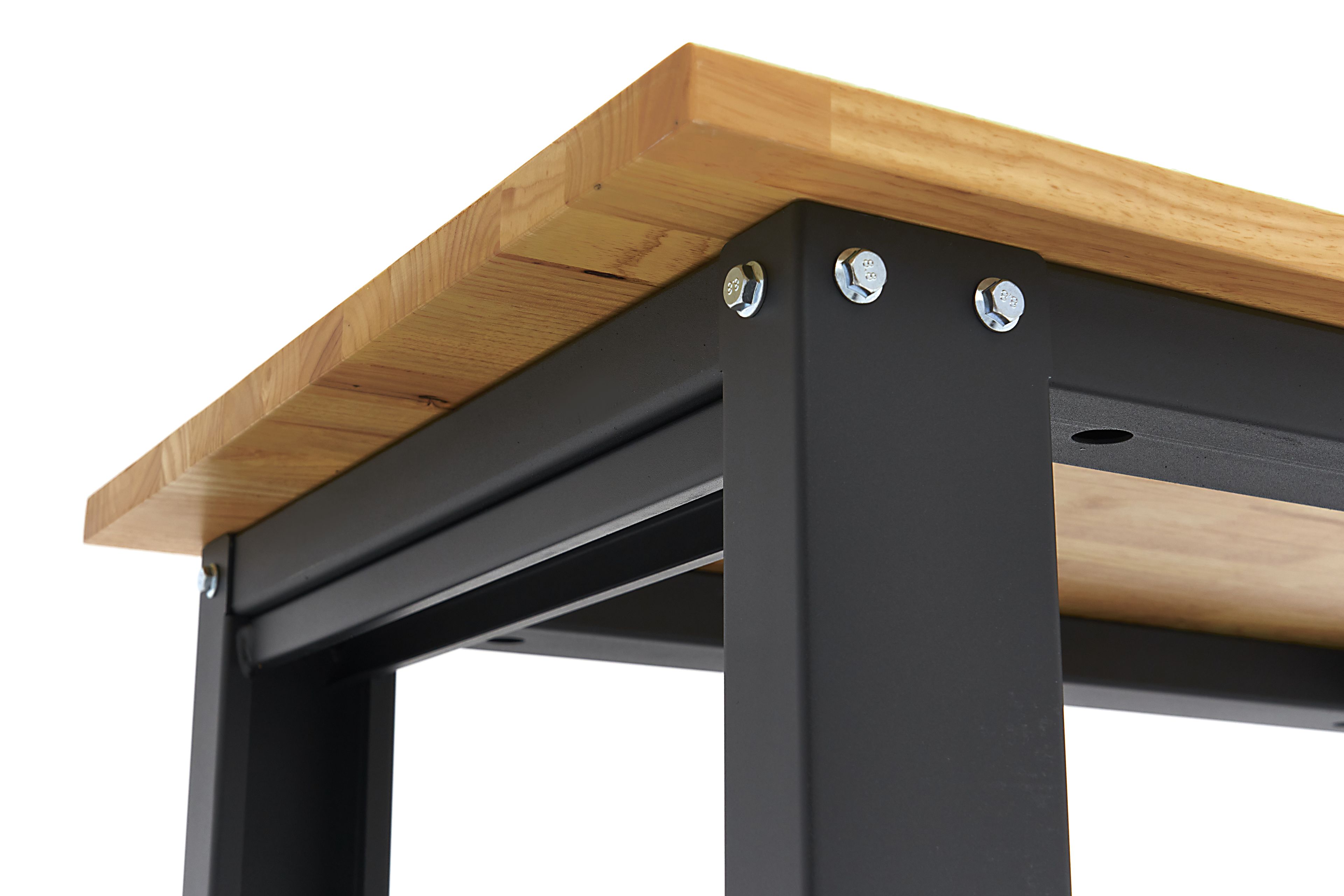 HBM établi réglable en hauteur 160 cm, plan de travail en bois massif, noir Image 5