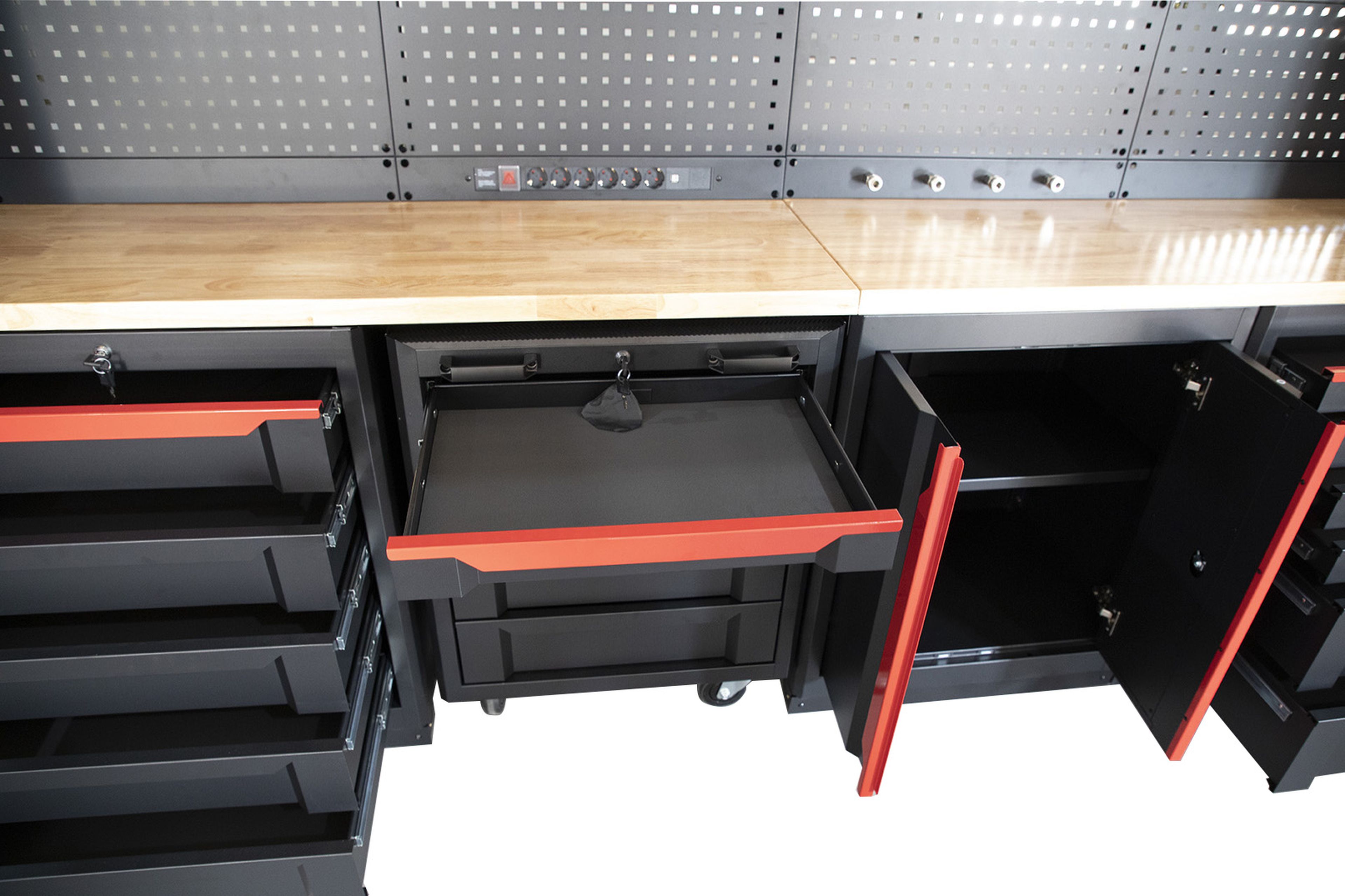 HBM expert modulair werkplaatssysteem, 17-delig, zwart rood Image 11