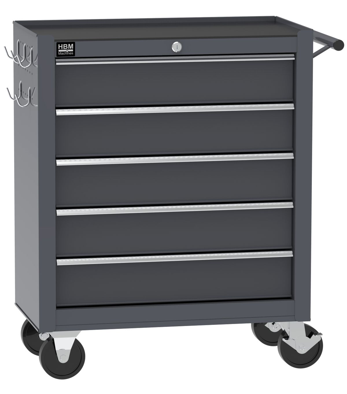HBM Carro de herramientas 5 cajones, 62 cm, gris
