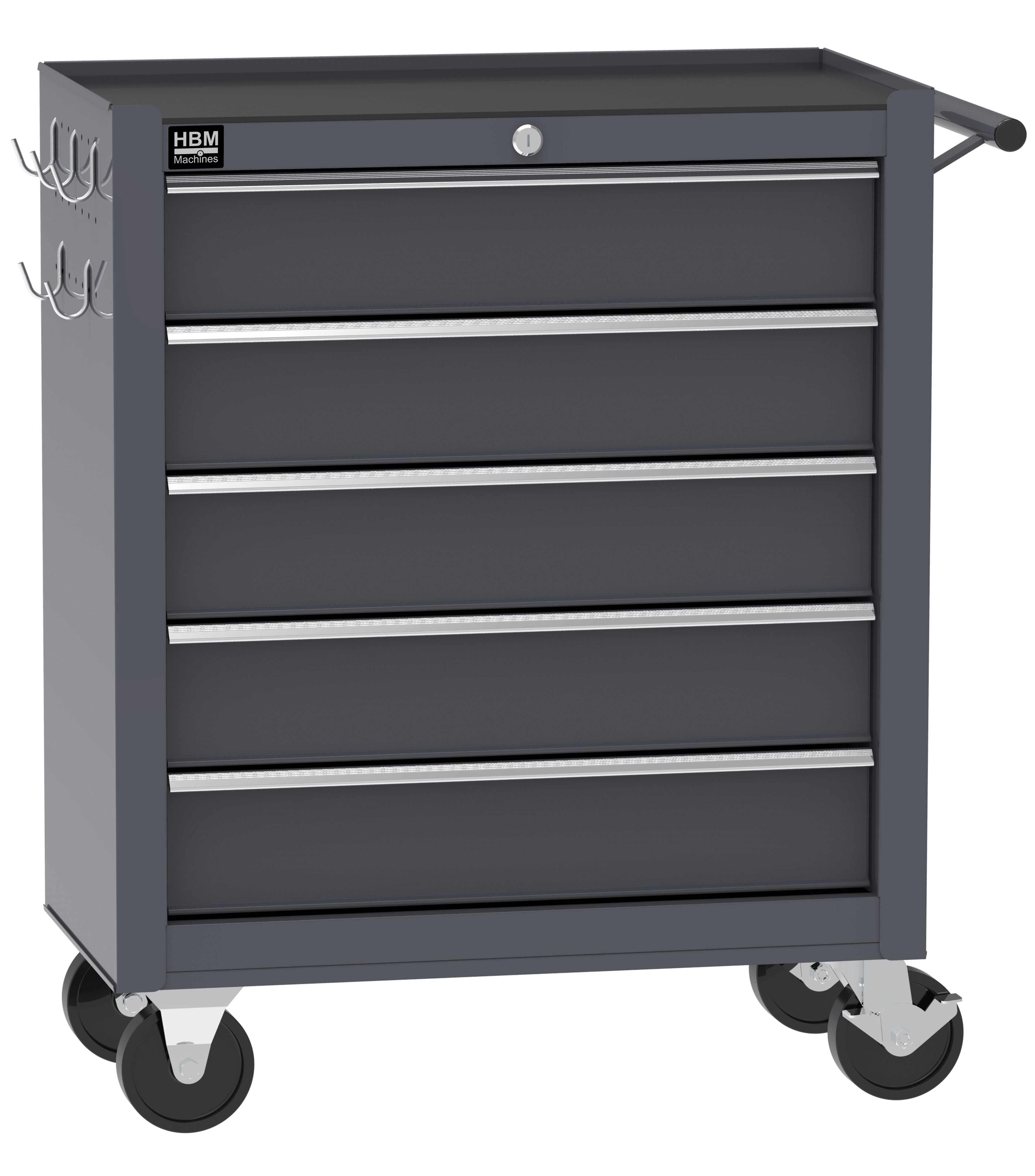 HBM gereedschapswagen 5 laden, 62 cm, grijs