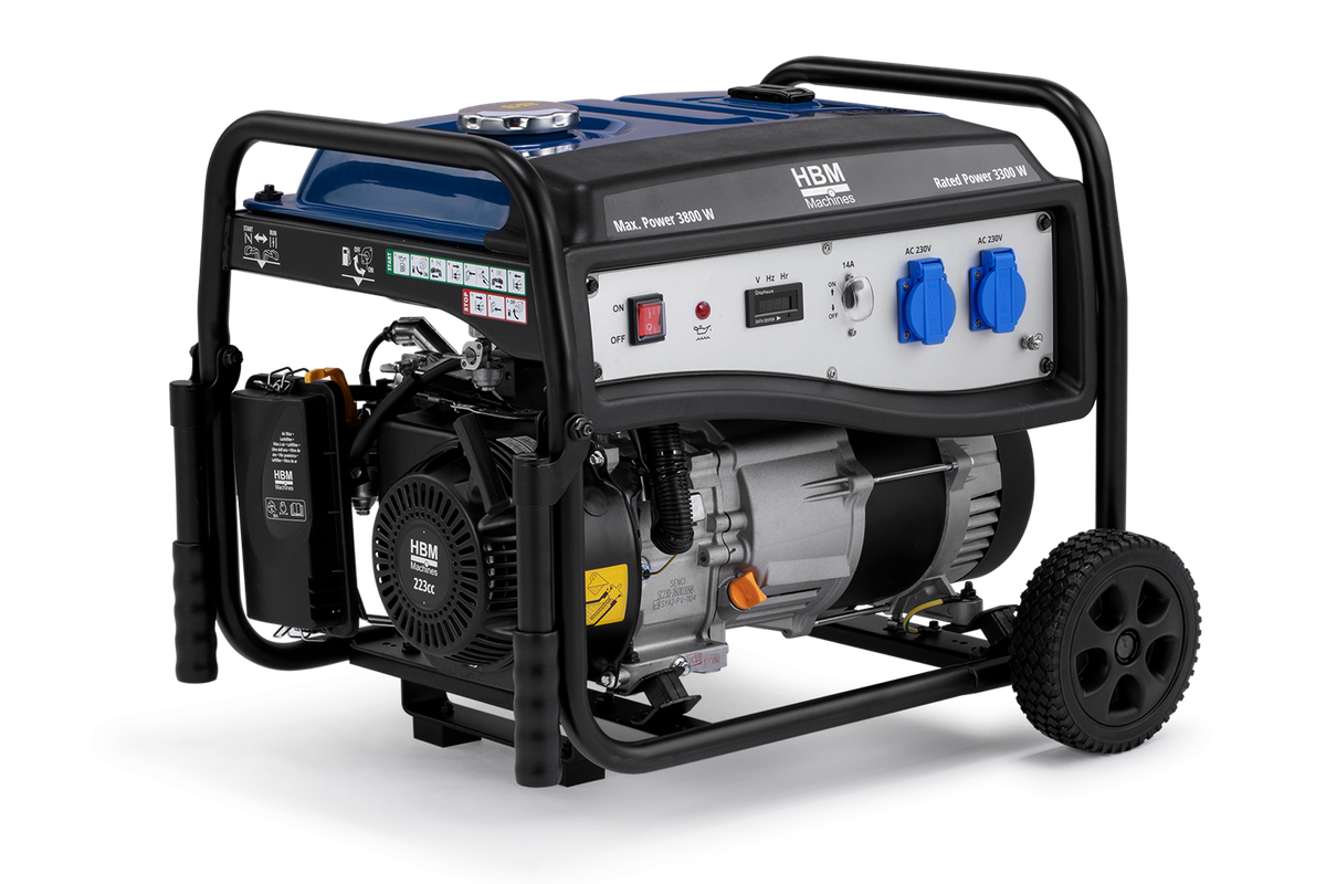 HBM generador con motor de gasolina de 223 cm³ 230V 3800W