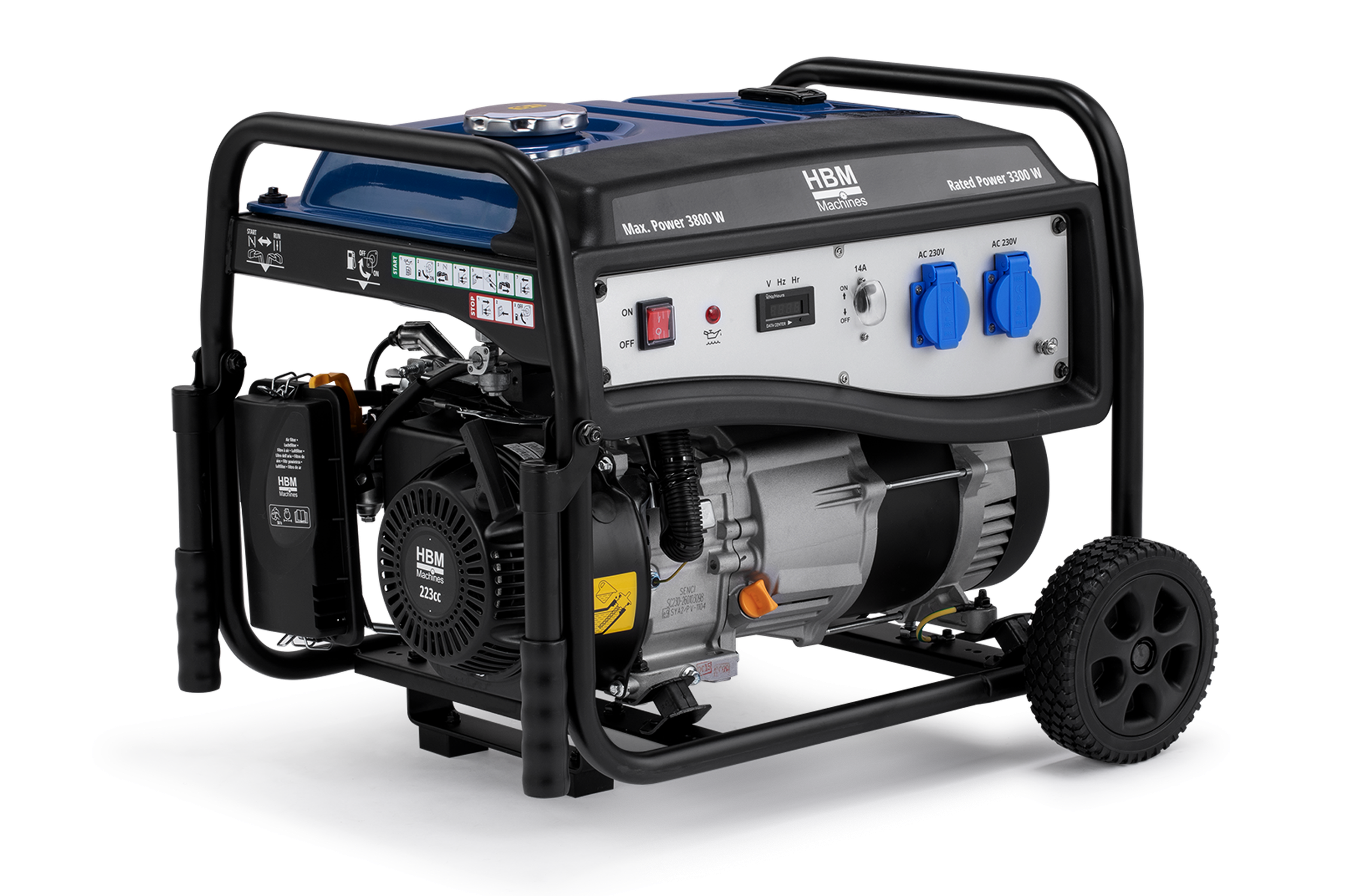 HBM aggregaat, generator 223 cc met benzinemotor 230V 3800W