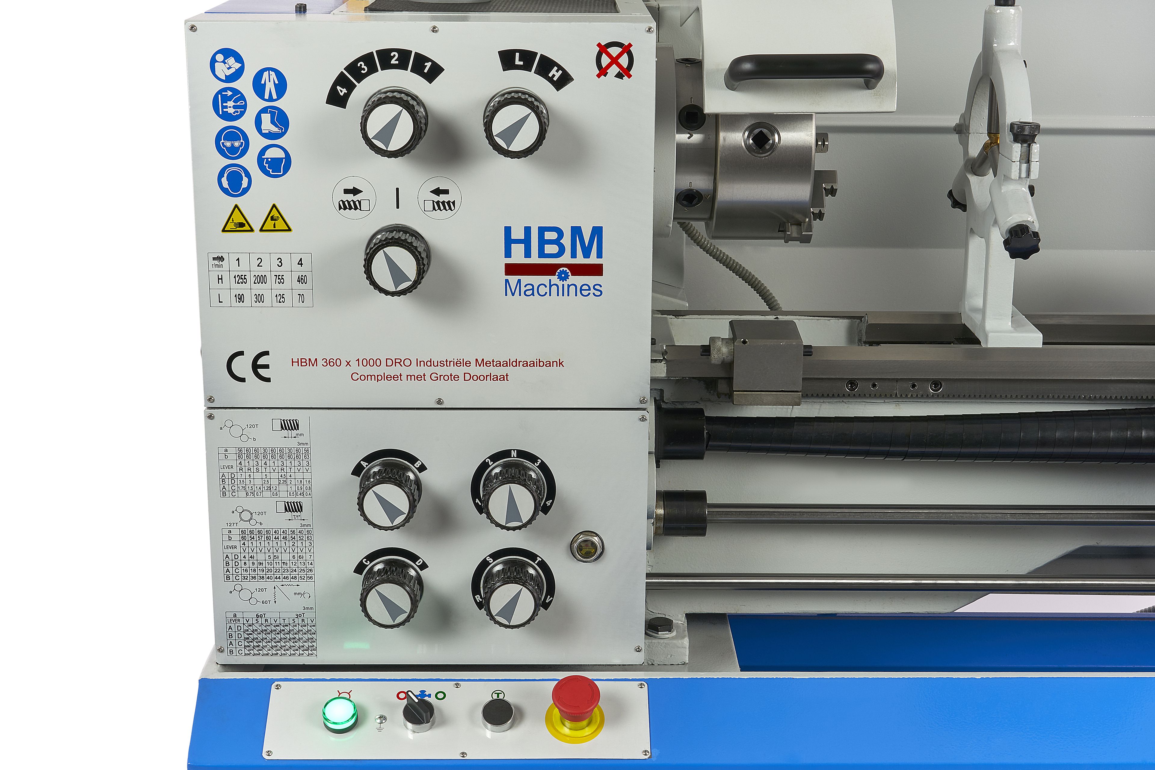 HBM metaaldraaibank 360 x 1000 DRO 400 Volt Image 11