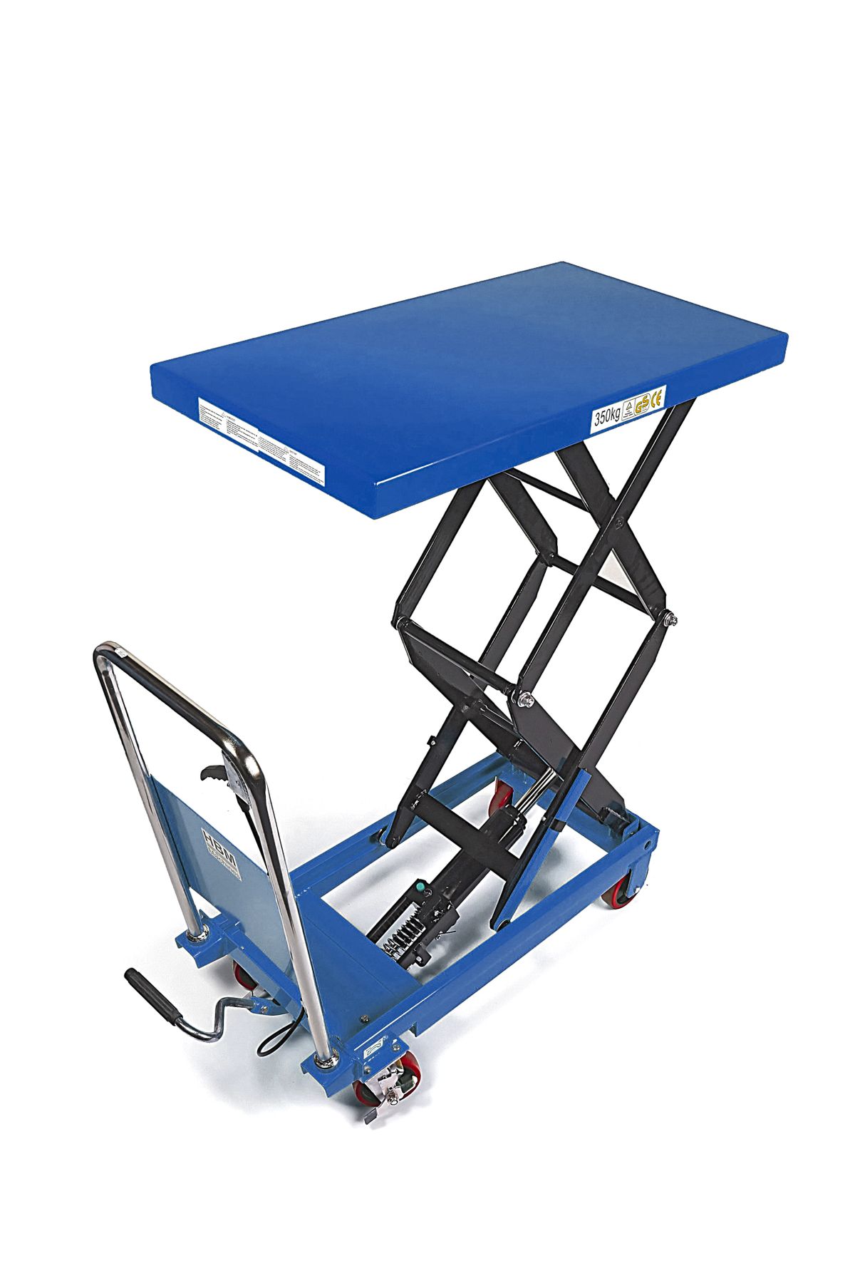 HBM Mesa de trabajo móvil / mesa elevadora altura 350 kg, azul