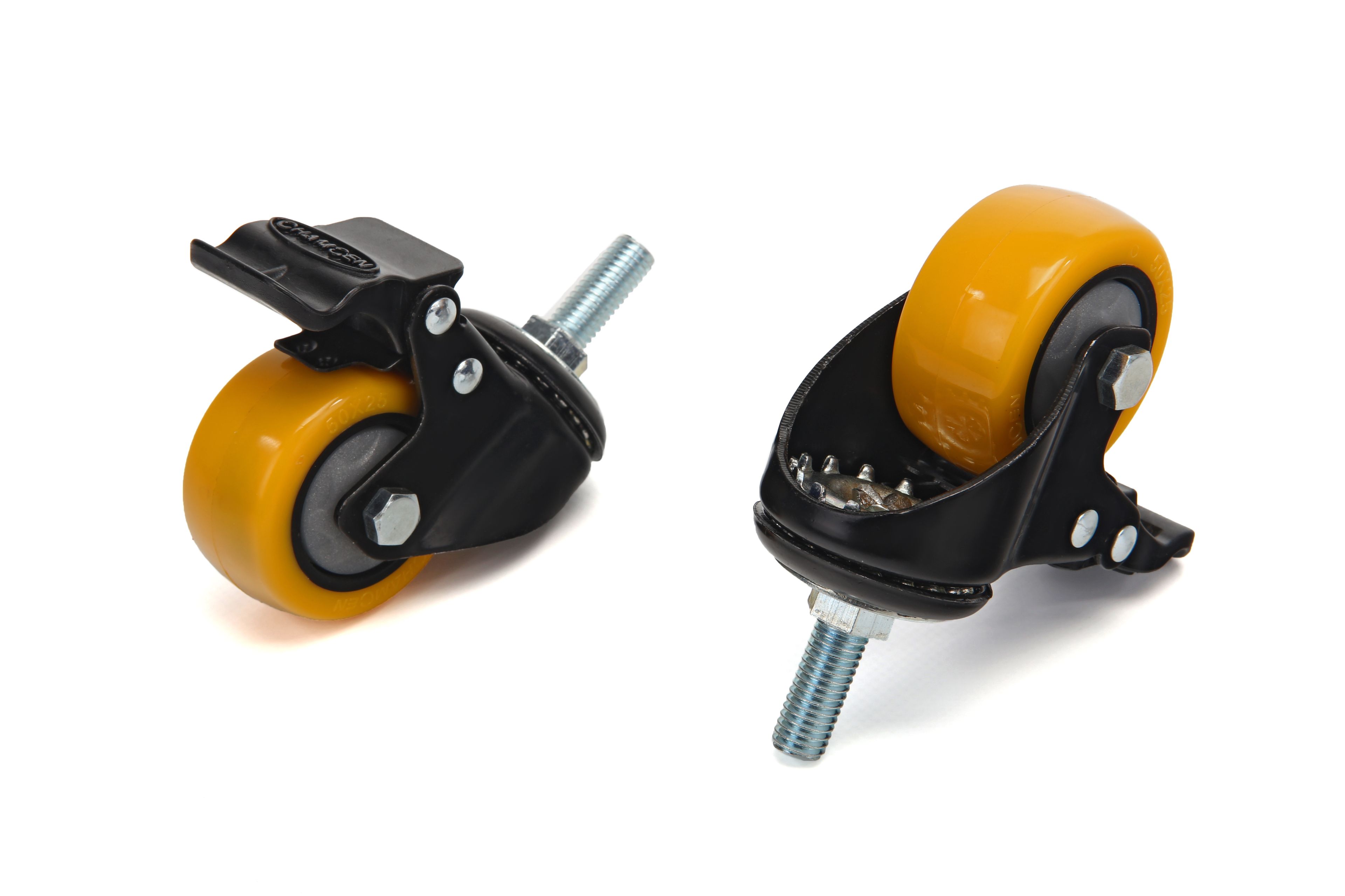 HBM Profi 50 mm roulette pivotante avec tige filetée et frein 4 pièces