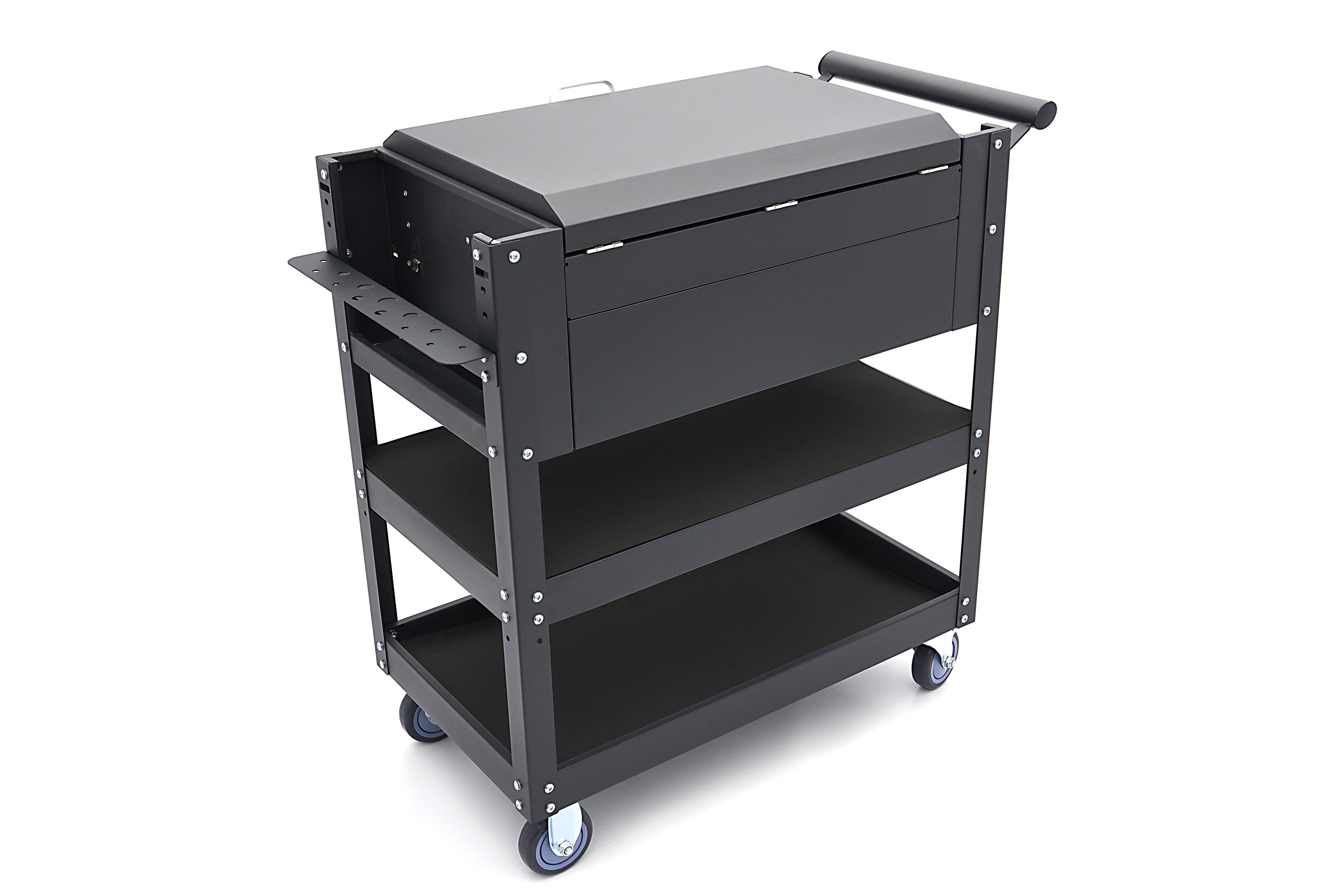 Carro de herramientas HBM con compartimento de almacenamiento, 2 cajones y 2 estantes, 90 cm Image 12