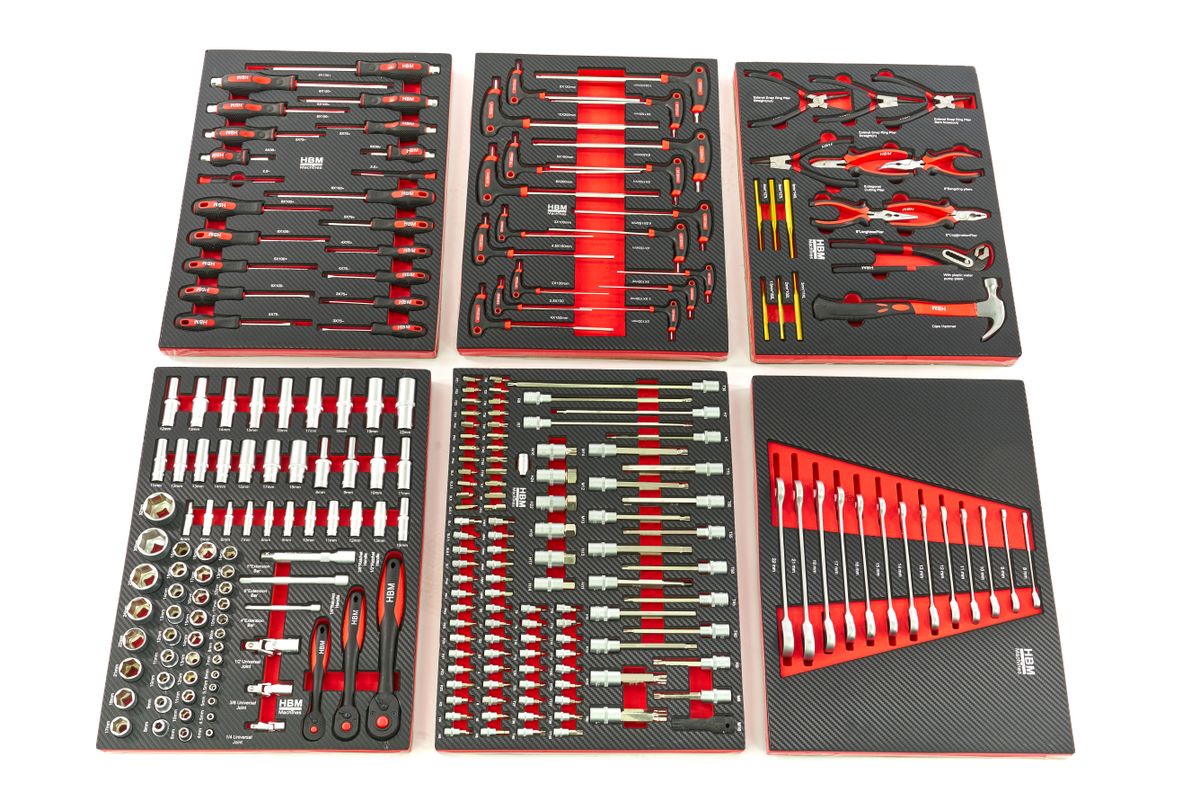 HBM 245 Piezas Recambio de Herramienta Premium para Carro de Herramientas - ROJO