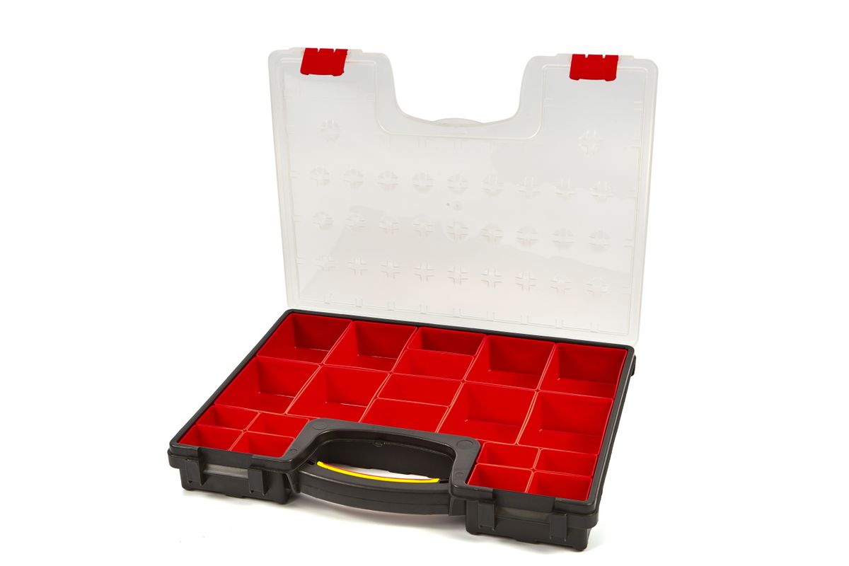 Caja de assortiments HBM con 20 compartimentos sueltos 42 x 33,5 x 6,5 cm