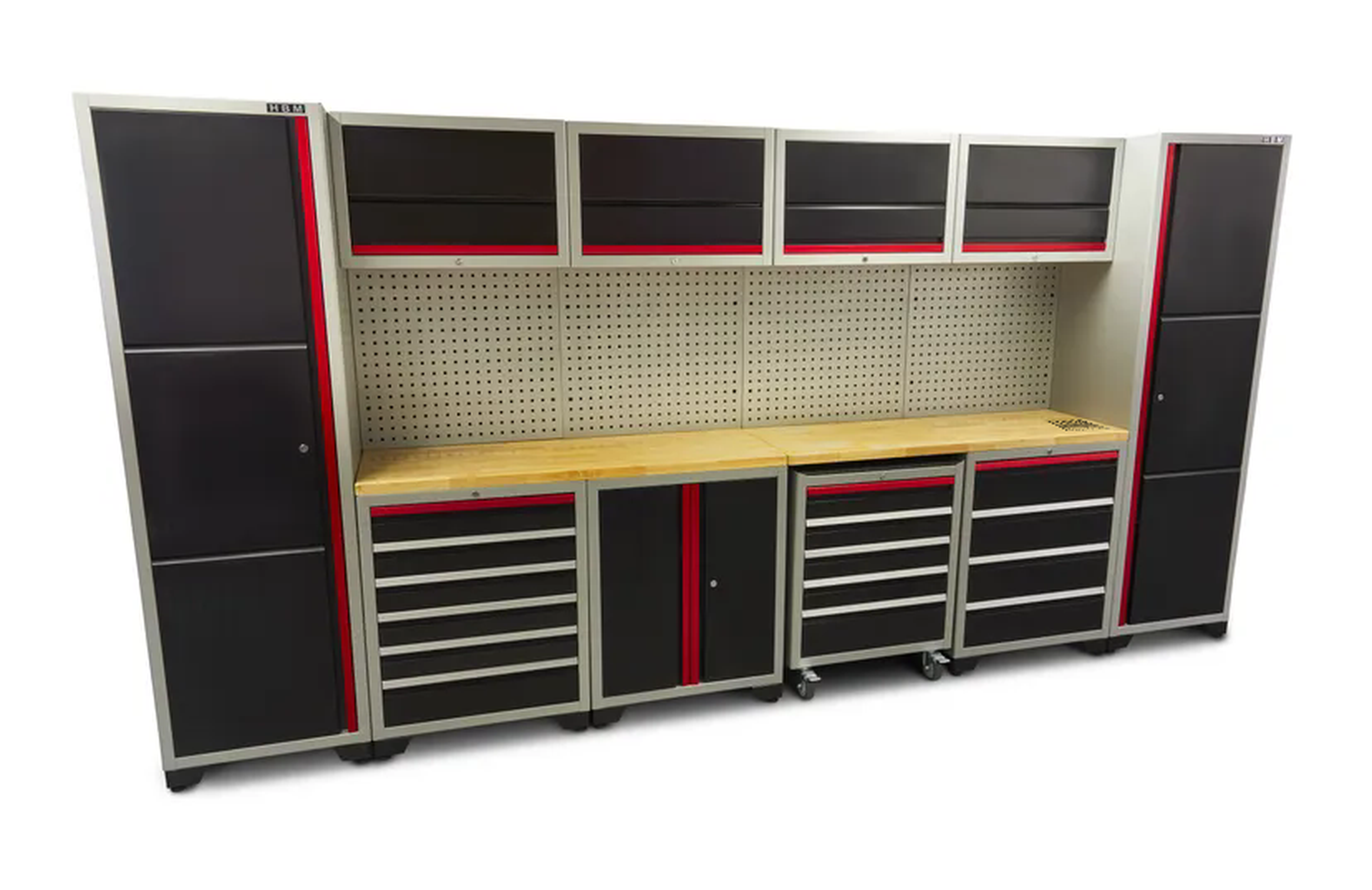 Système d'atelier modulaire professionnel de luxe HBM, 16 pièces, noir rouge Image 3