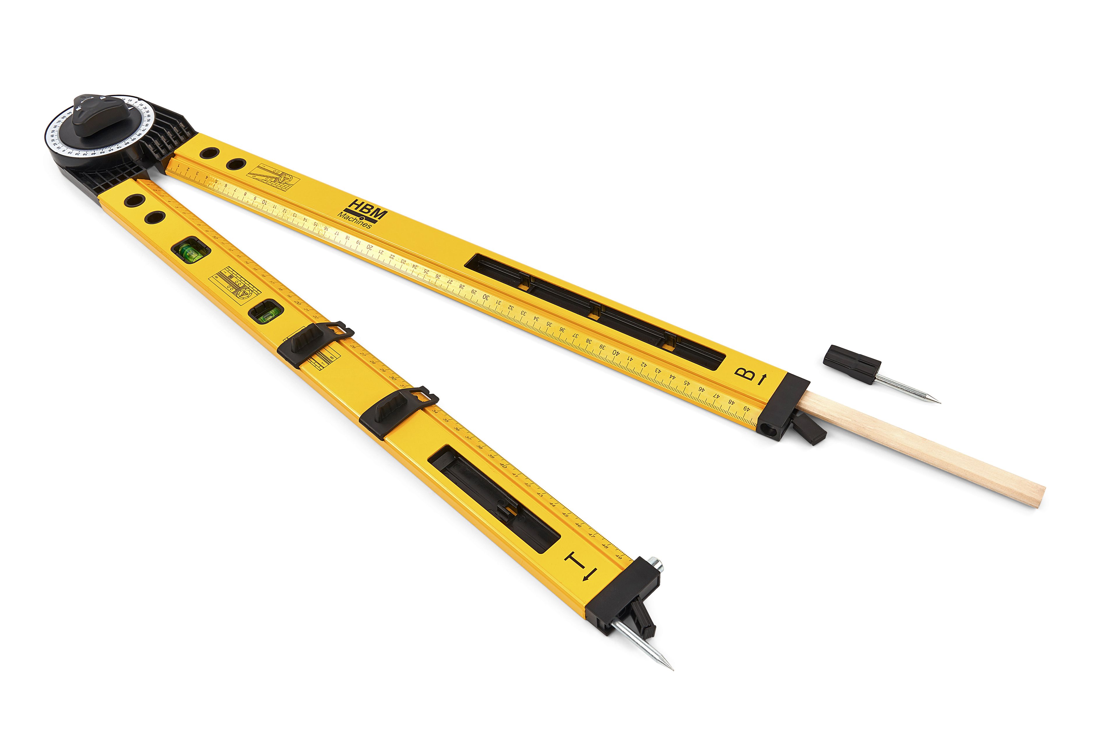 Nivel Universal HBM 2 x 500 mm, Gancho de escuadra, Gancho de dos vías, Compás. Image 2