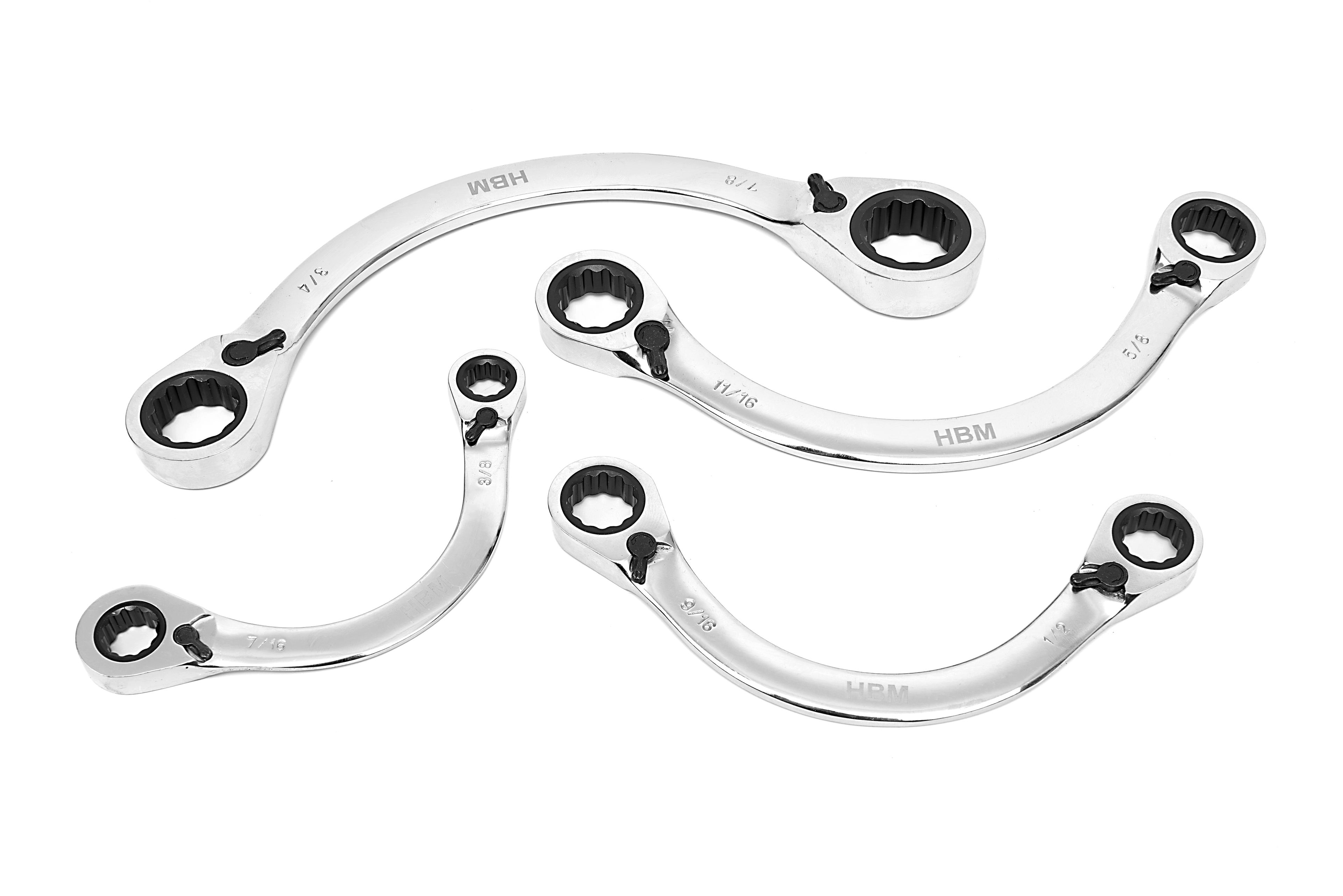 Juego de llaves de arranque profesional HBM de 4 piezas, juego de llaves de media luna Image 3