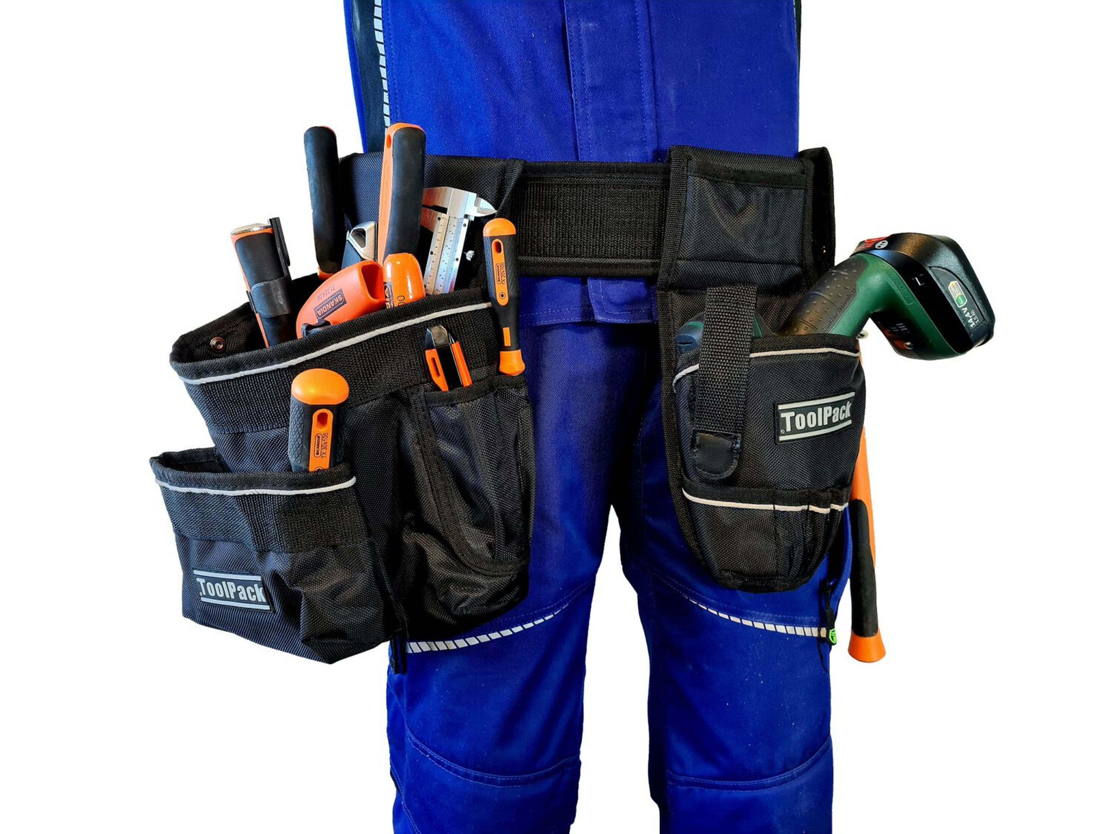 TP ; ceinture porte-outils robuste, grand porte-outils, porte-foret, porte-marteau métallique porte-foret Image 3