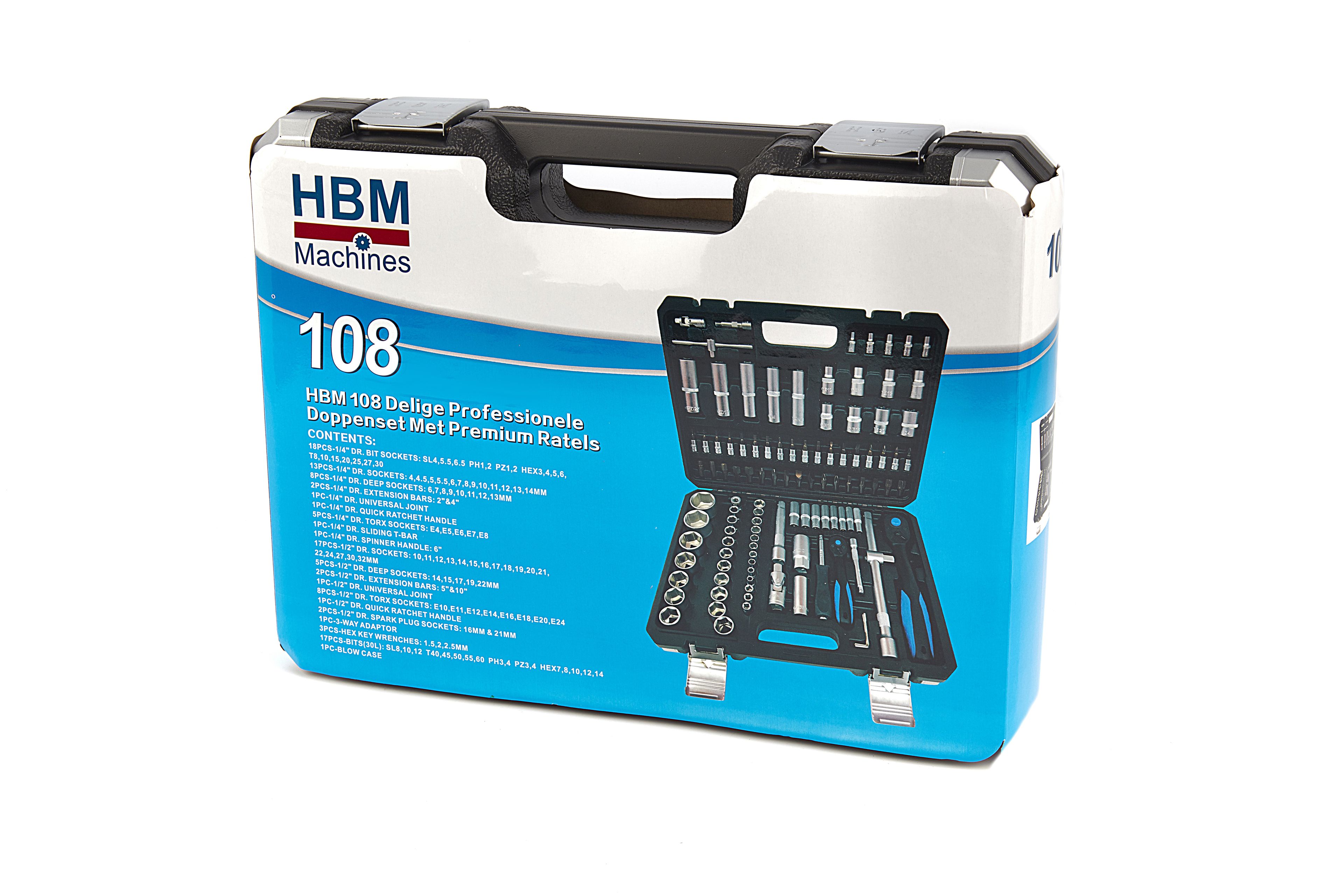 HBM Set di bussole professionali da 108 pezzi con cricchetti premium Image 9
