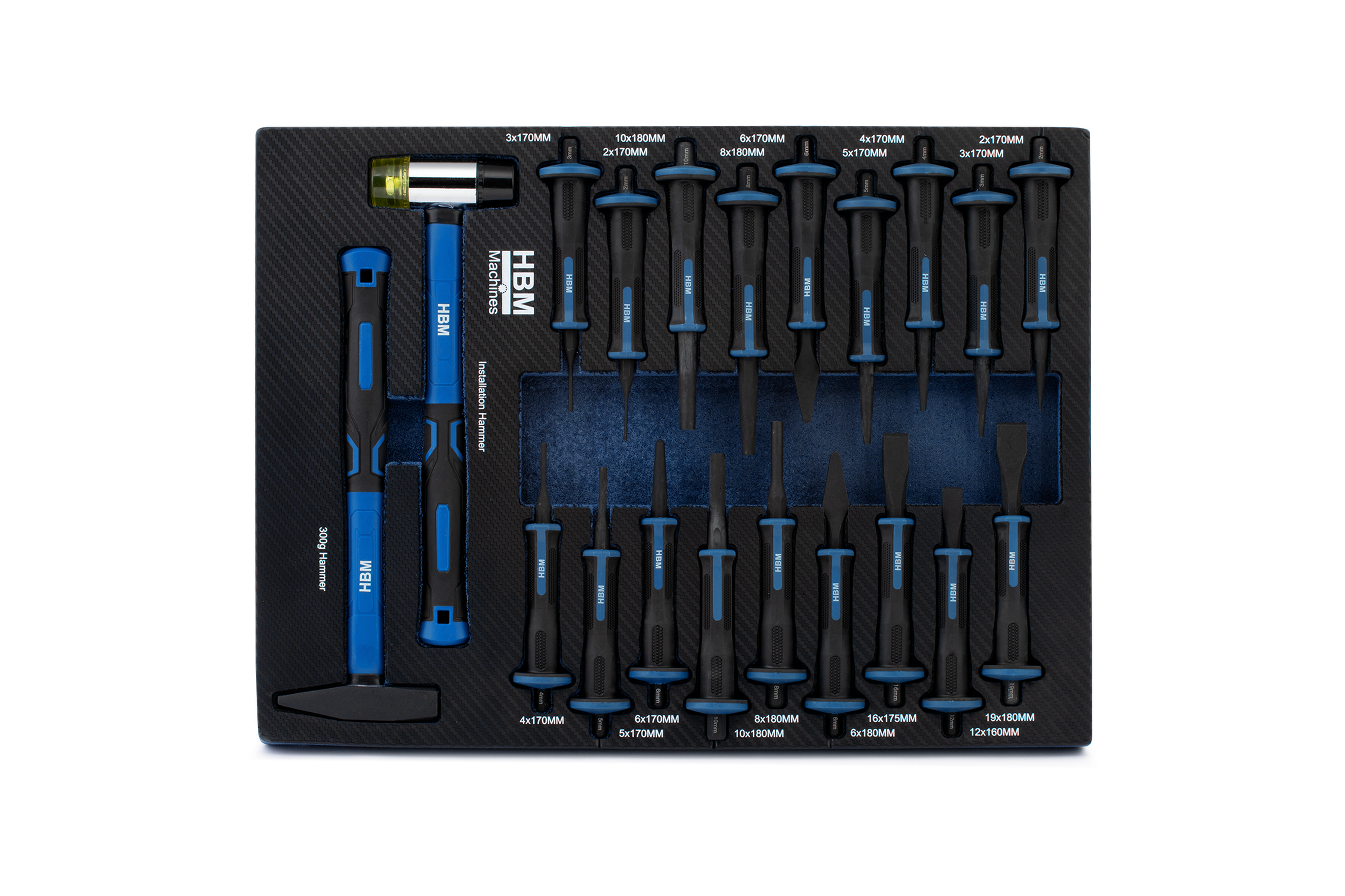 HBM inlay met hamerset, doorslagenset 20-delig