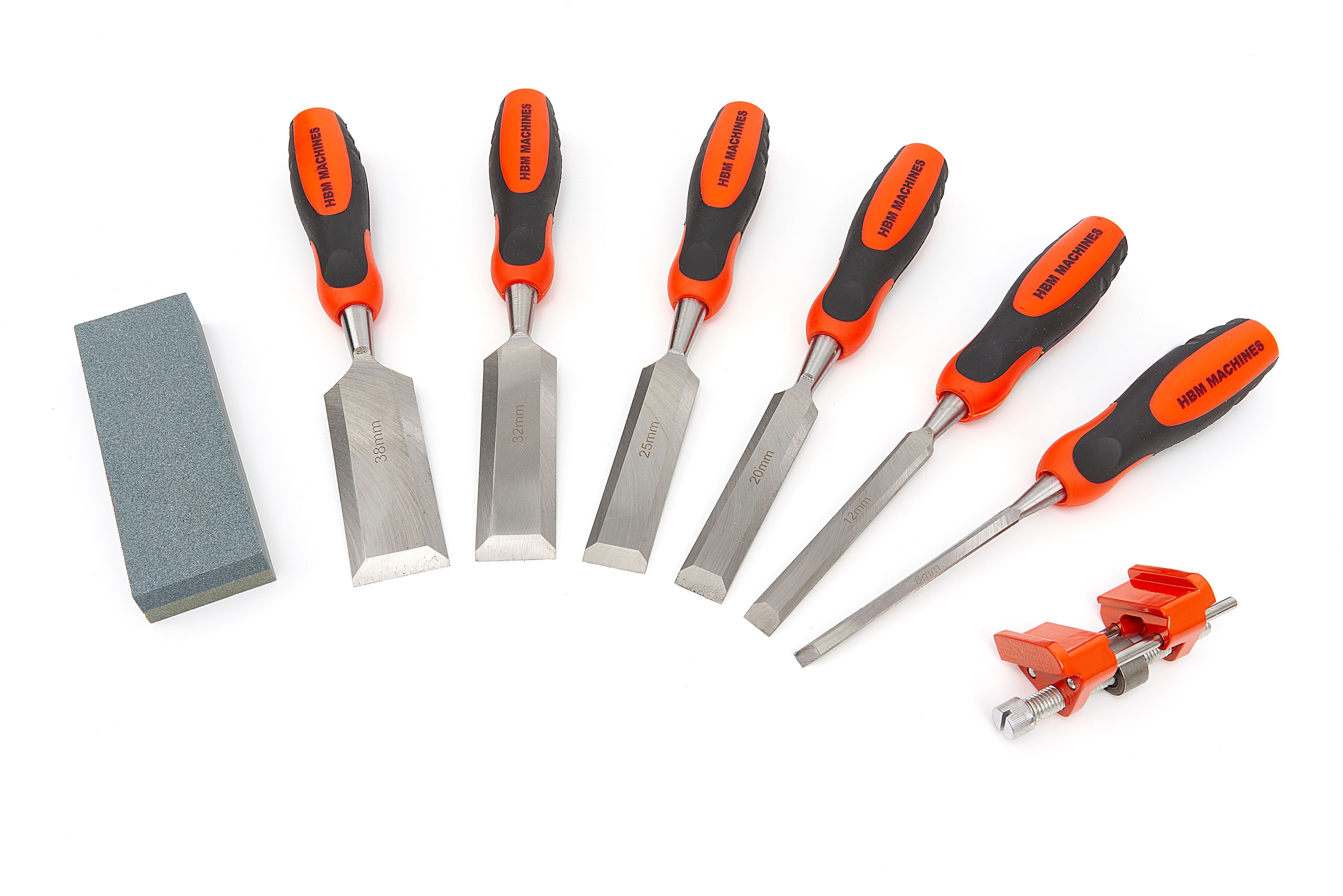 HBM 8 Delige Professionele Steekbeitelset Met Wetsteen en Slijphulpstuk Image 3