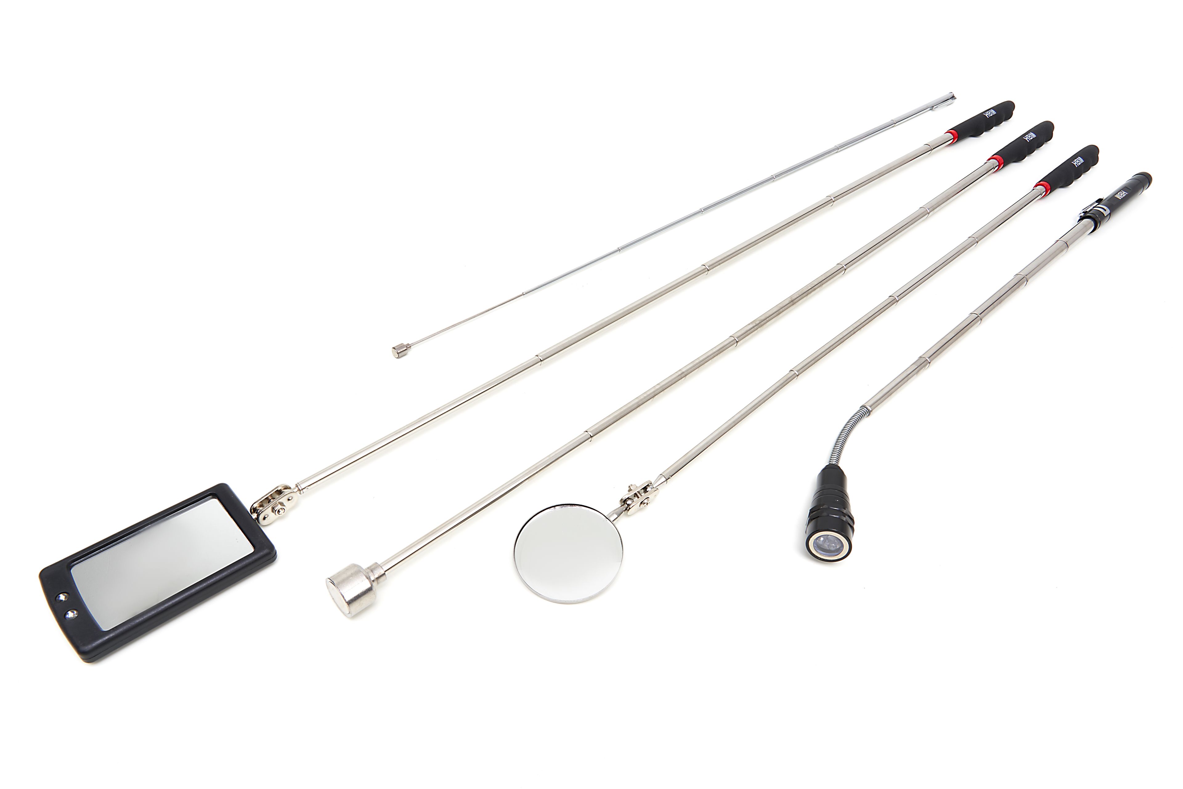 HBM Jeu d’outils magnétiques, 5 pièces, comprenant lampe LED, miroirs et aimants de récupération Image 2