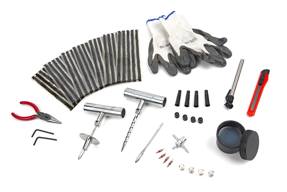 Kit de reparación de neumáticos HBM de 64 piezas completo